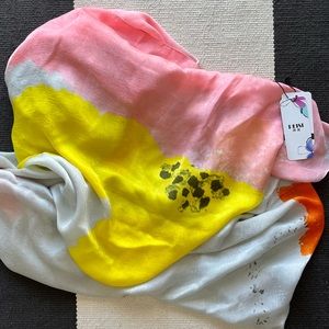 Silk scarf with pastel watercolor print - NWT